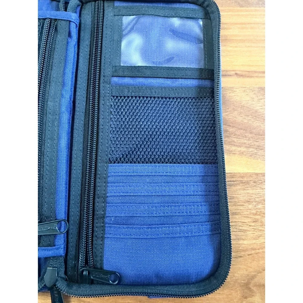 LL Bean Travel Wallet Organizer Blue Cordura Nylon Zip Passport Holder
